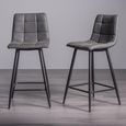 Mondrian Barstools - Set of 2 - Dark Grey Faux Leather - Black Legs