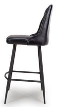 Bradley Barstool - Set of 2 - Black Real Leather - with Back