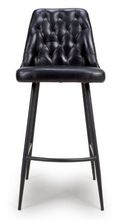 Bradley Barstool - Set of 2 - Black Real Leather - with Back
