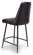 Bradley Counter Stool - Set of 2 - Black Real Leather - with Back