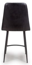 Bradley Counter Stool - Set of 2 - Black Real Leather - with Back