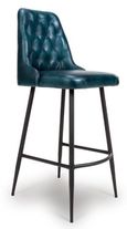 Bradley Barstool - Set of 2 - Blue Real Leather - with Back
