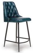 Bradley Counter Stool - Set of 2 - Blue Real Leather - with Back