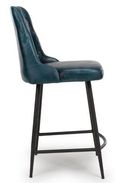 Bradley Counter Stool - Set of 2 - Blue Real Leather - with Back