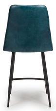 Bradley Counter Stool - Set of 2 - Blue Real Leather - with Back