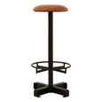 Buffalo Barstool - Set of 2 - Round - Light Brown - Leather