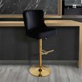 Casas Barstool - Set of 2 - Black Velvet Fabric and Gold Legs