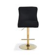Casas Barstool - Set of 2 - Black Velvet Fabric and Gold Legs