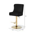 Casas Barstool - Set of 2 - Black Velvet Fabric and Gold Legs