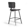 Danidun Barstool - Dark Grey Leather - with Back - Set of 2