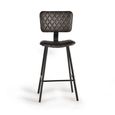 Danidun Barstool - Dark Grey Leather - with Back - Set of 2