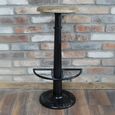 Barstool - Set of 2 - Black Metal and Wood - Round