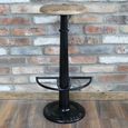 Barstool - Set of 2 - Black Metal and Wood - Round