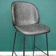 Barstool - Set of 2 - Dark Grey Faux Leather