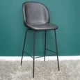 Barstool - Set of 2 - Dark Grey Faux Leather