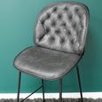 Barstool - Set of 2 - Dark Grey Faux Leather - Tufted