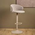 Ella Barstool - Set of 2 - Beige Boucle Fabric - with Back