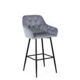 Elvoshi Barstool - Deep Blue Velvet Fabric - with Back - Set of 2