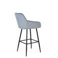 Elvoshi Barstool - Deep Blue Velvet Fabric - with Back - Set of 2