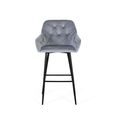 Elvoshi Barstool - Deep Blue Velvet Fabric - with Back - Set of 2