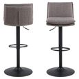 Flynn Barstool - Set of 2 - Light Grey Fabric - with Back