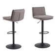Flynn Barstool - Set of 2 - Light Grey Fabric - with Back