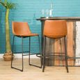 2 x Fremont Tan Vintage Leather Barstool