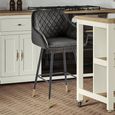 Barstools - Set of 2 - Gun Metal Grey Velvet