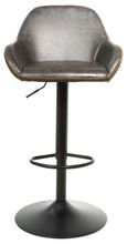 2 x Hawai Grey Vintage Leather Gas Lift Barstool