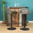 2 x Hawai Grey Vintage Leather Gas Lift Barstool