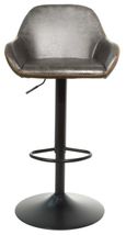 2 x Hawai Grey Vintage Leather Gas Lift Barstool