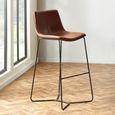 Joren Barstool with Back - Set of 2 - Tan Brown Faux Leather