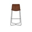 Joren Barstool with Back - Set of 2 - Tan Brown Faux Leather