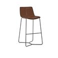Joren Barstool with Back - Set of 2 - Tan Brown Faux Leather
