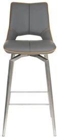 2 x Mako Grey Leather Effect Swivel Barstool
