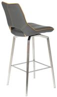 2 x Mako Grey Leather Effect Swivel Barstool