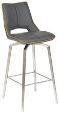 2 x Mako Grey Leather Effect Swivel Barstool