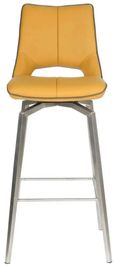 2 x Mako Yellow Leather Effect Swivel Barstool