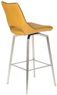 2 x Mako Yellow Leather Effect Swivel Barstool