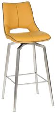 2 x Mako Yellow Leather Effect Swivel Barstool