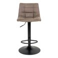 Middelfart Barstool - Brown - Fabric - Set of 2 - Adjustable - with Back