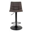 Middelfart Barstool - Dark Grey - Fabric - Set of 2 - Adjustable - with Back