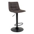 Middelfart Barstool - Dark Grey - Fabric - Set of 2 - Adjustable - with Back