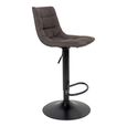 Middelfart Barstool - Dark Grey - Fabric - Set of 2 - Adjustable - with Back