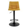 Middelfart Barstool - Mustard Yellow - Velvet Fabric - Set of 2 - Adjustable - with Back