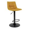 Middelfart Barstool - Mustard Yellow - Velvet Fabric - Set of 2 - Adjustable - with Back