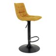 Middelfart Barstool - Mustard Yellow - Velvet Fabric - Set of 2 - Adjustable - with Back
