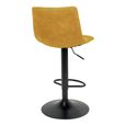 Middelfart Barstool - Mustard Yellow - Velvet Fabric - Set of 2 - Adjustable - with Back