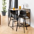 Oregon Barstool - Set of 2 - Black Faux Leather - with Back