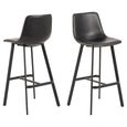 Oregon Barstool - Set of 2 - Black Faux Leather - with Back